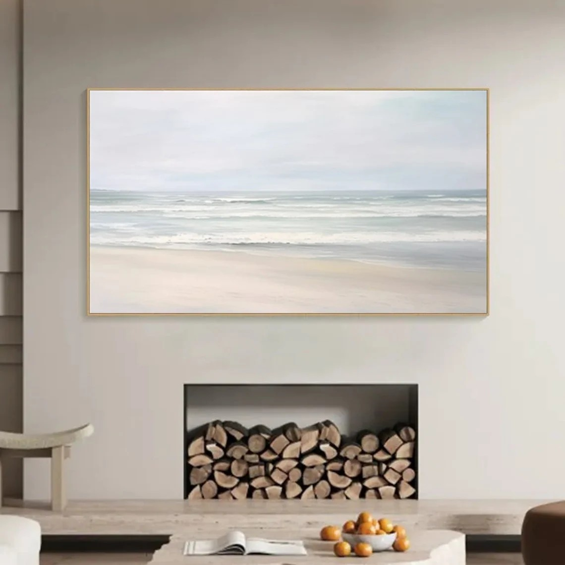 Minimalist Coastal Landscape Canvas Art #BGA 034