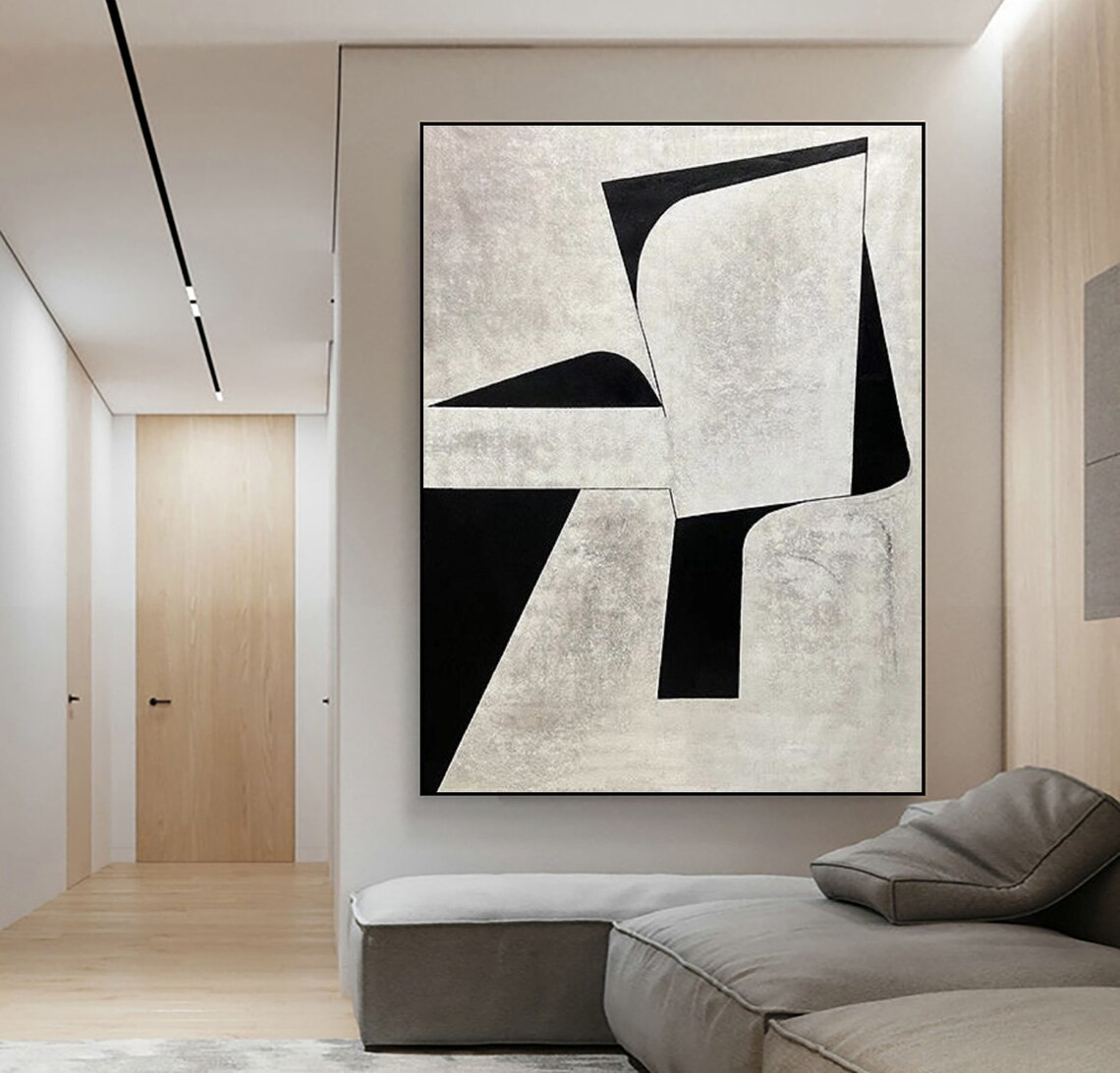 Minimalist Black and White Abstract Wall Art #BGA 037