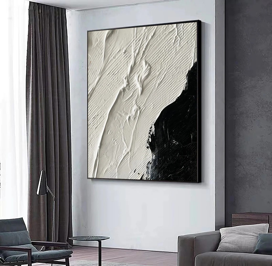 Modern Black and White Textured Wall Art #BGA 016