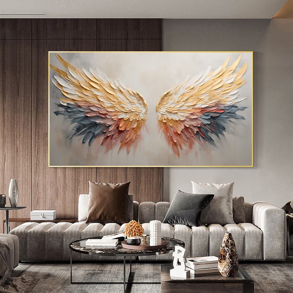 3D Angel Wing Abstract Wall Art in Soft Tones #BGA 021