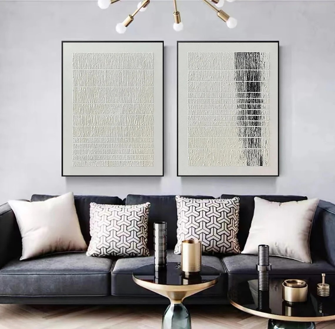 Black and White Linear Abstract Wall Art #BGA 018