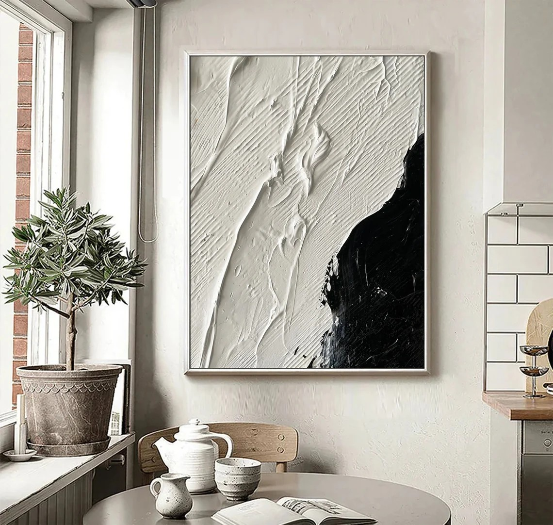 Modern Black and White Textured Wall Art #BGA 016