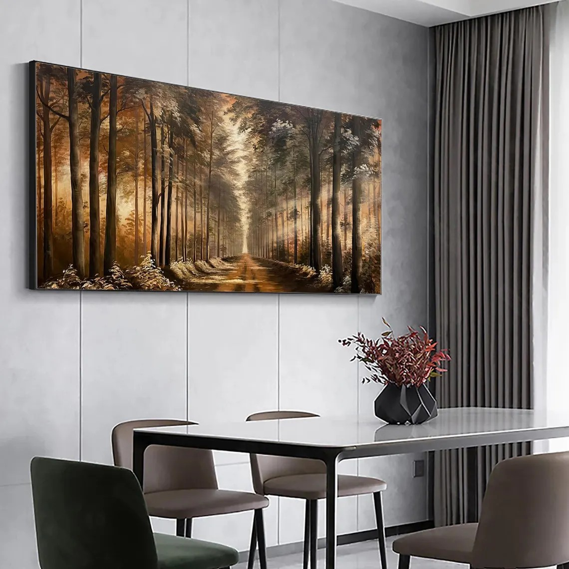 Golden Forest Path Abstract Wall Art #BGA 030