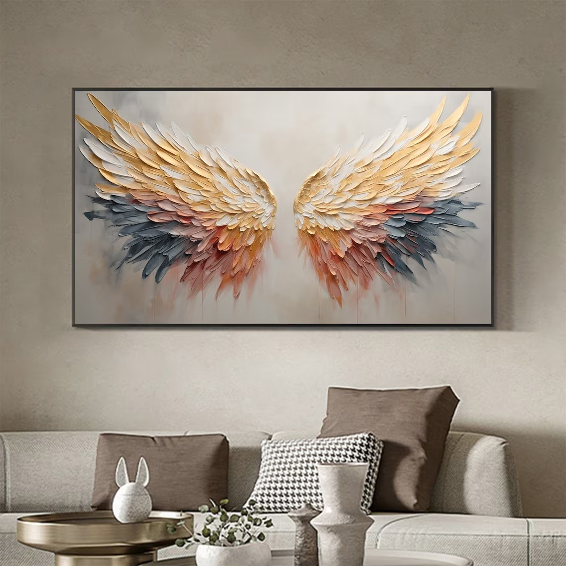 3D Angel Wing Abstract Wall Art in Soft Tones #BGA 021