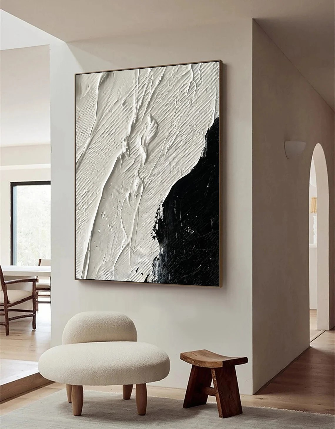 Modern Black and White Textured Wall Art #BGA 016