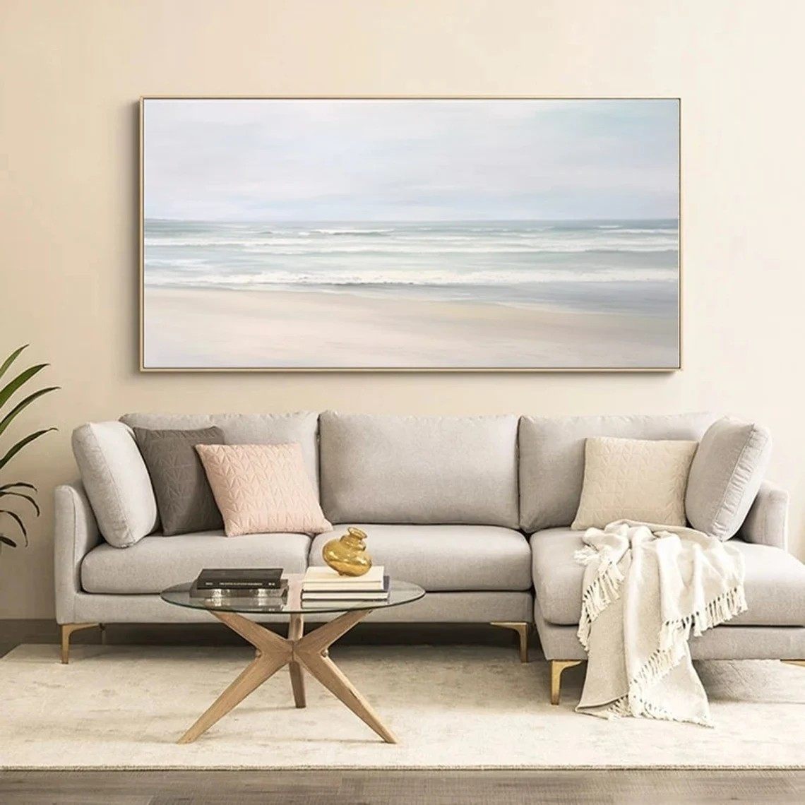 Minimalist Coastal Landscape Canvas Art #BGA 034