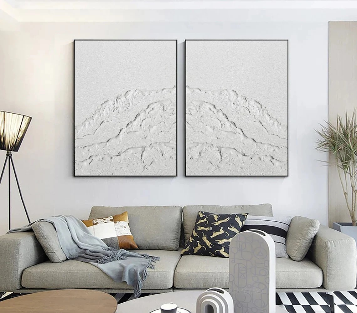 Minimalist White Textured Wall Art Set #BGA 017