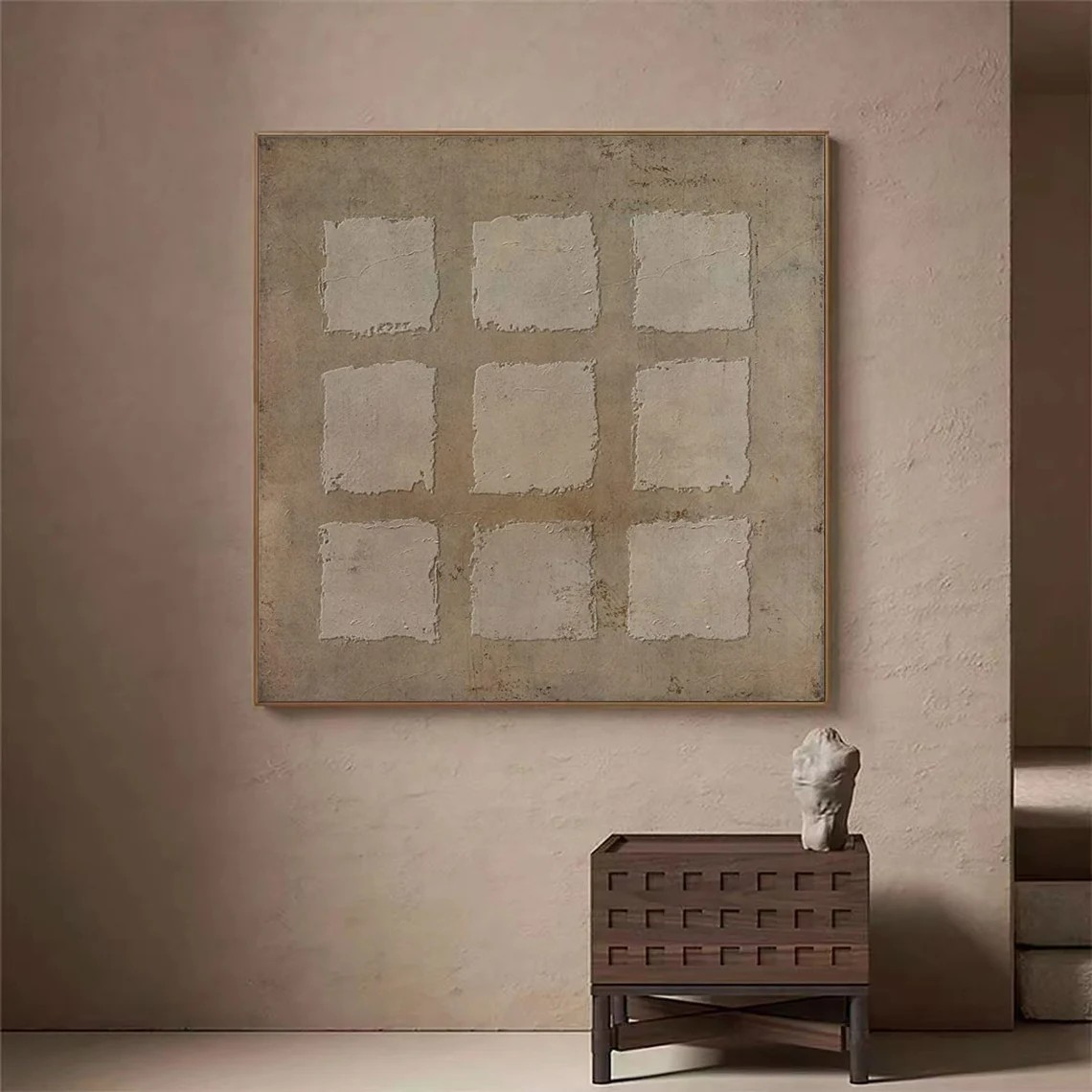 Earthy Minimalist Grid Wall Art #WSA 013