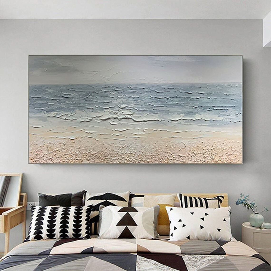 Textured Ocean and Beach Scene Wall Art #BGA 025