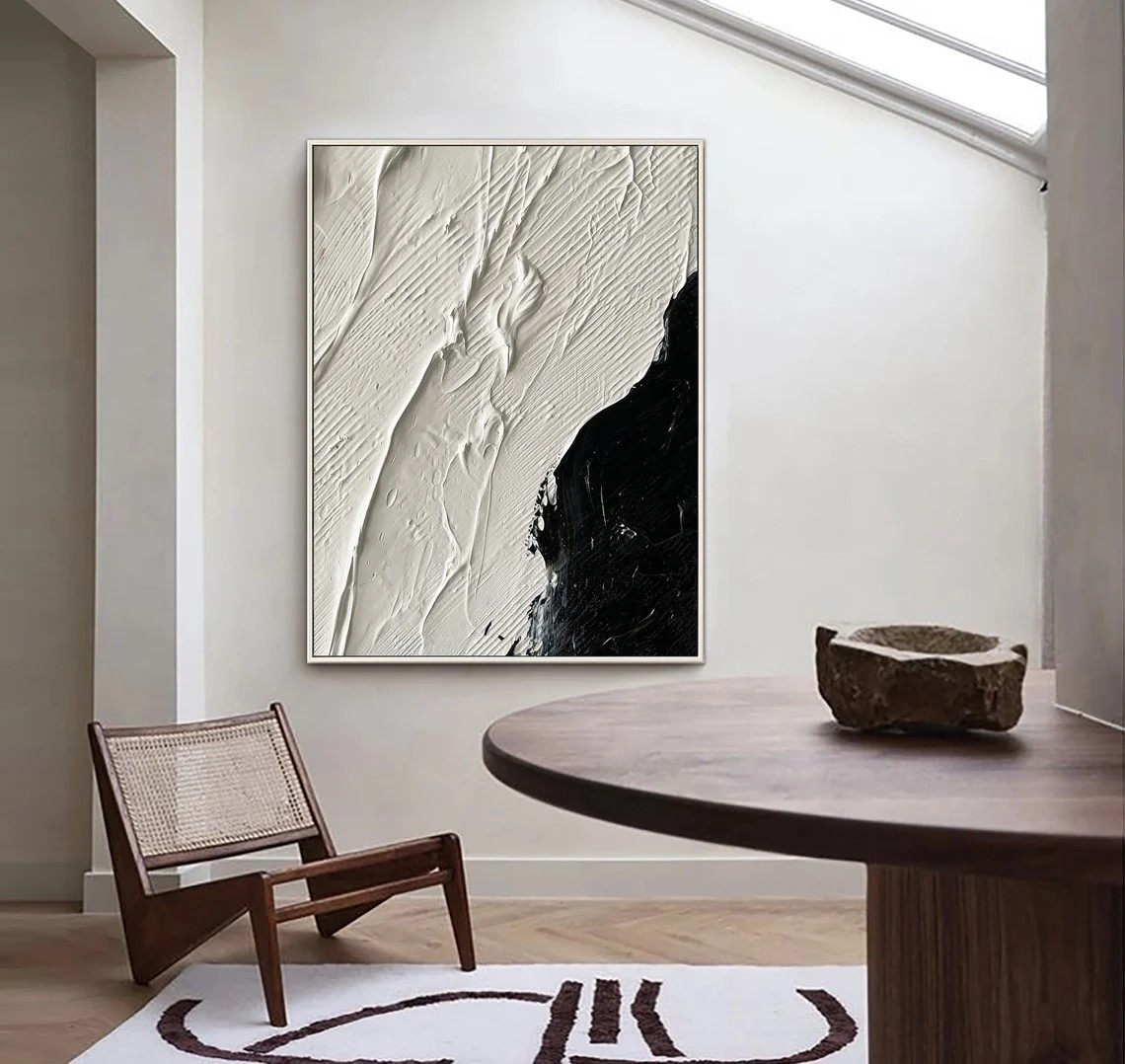 Modern Black and White Textured Wall Art #BGA 016