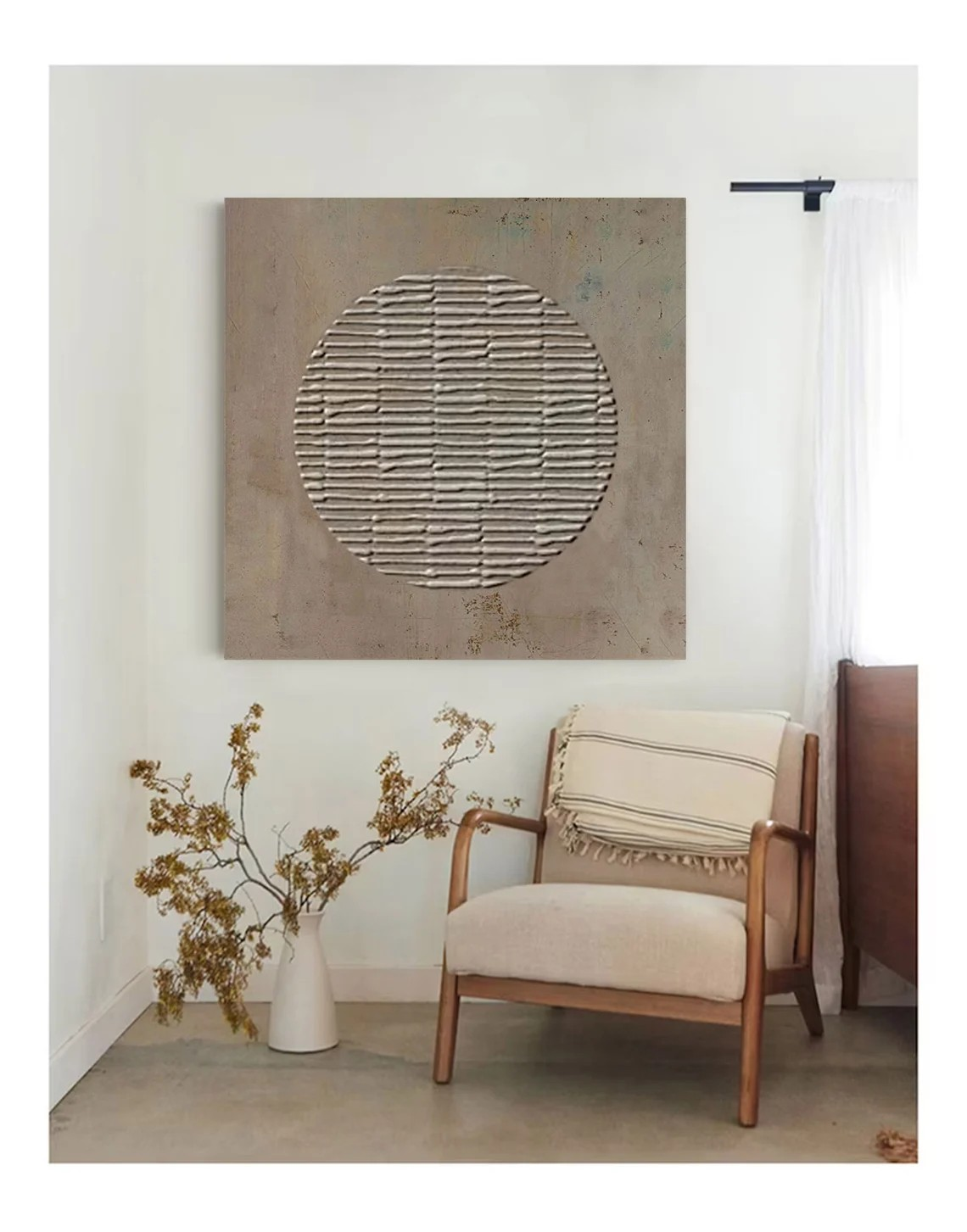 Soft Beige Wabi Sabi Wall Art With Circle   #WSA 009