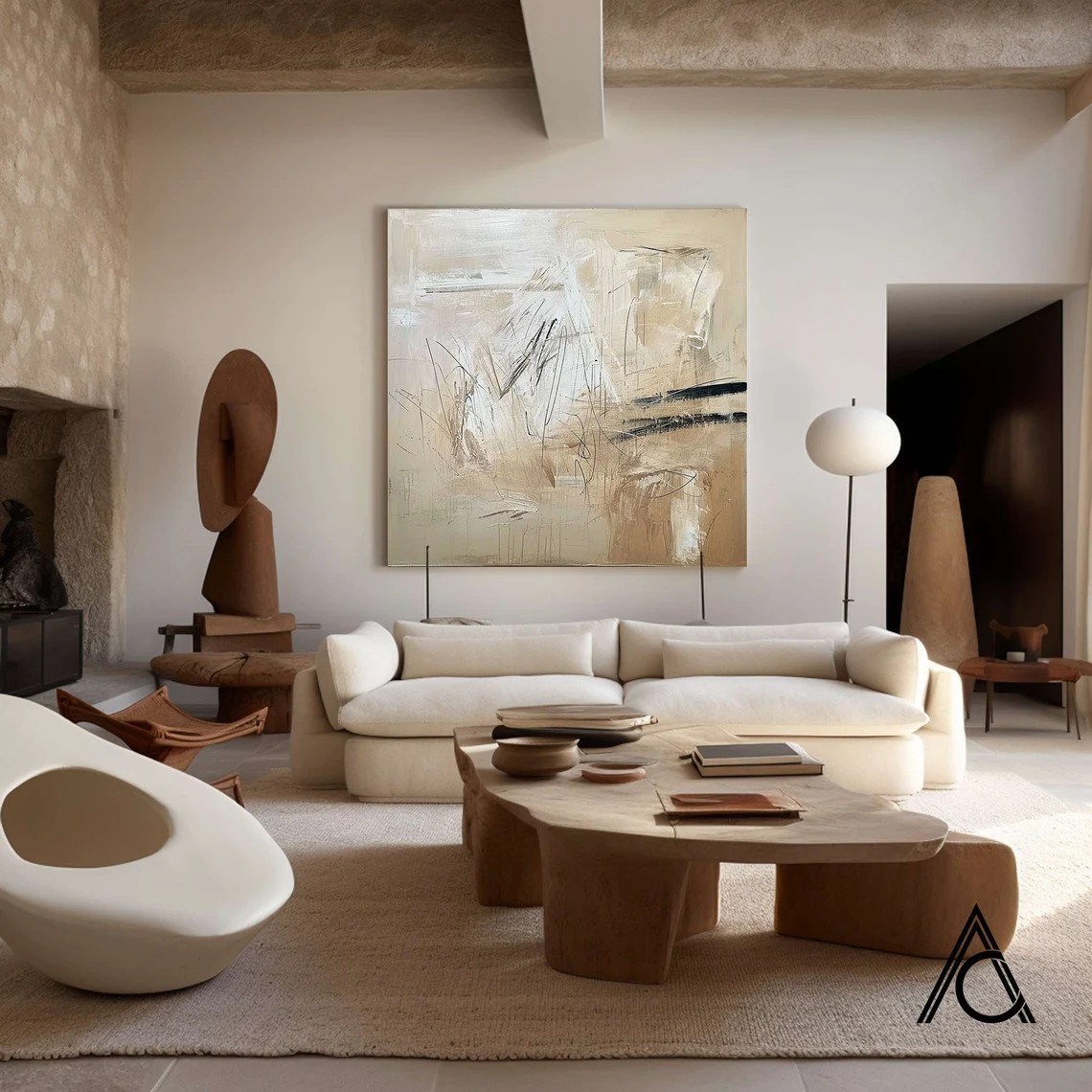 Contemporary Abstract Art in Warm Neutral Tones #WSA 015